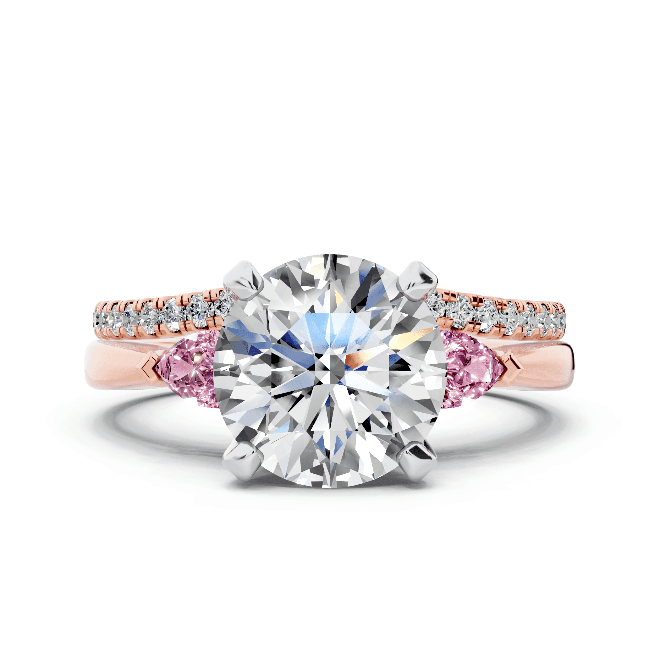 Madison Pink Sapphire Three-Stone Two-Tone Pear Engagement Ring (0.25 ct. tw.)