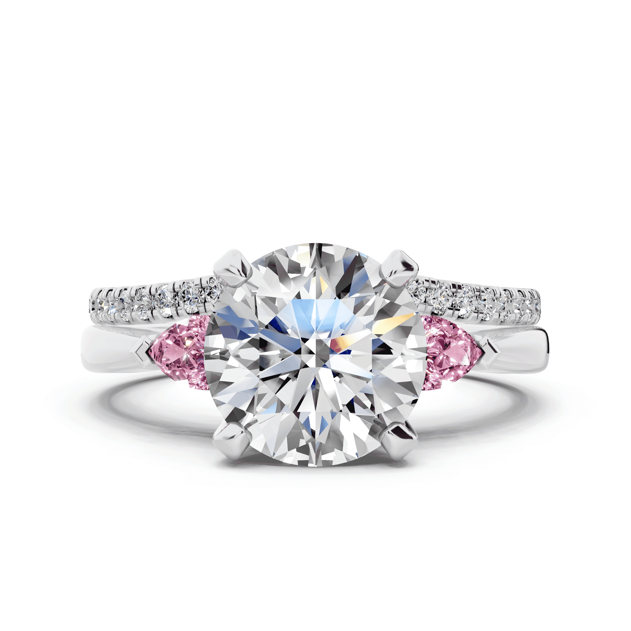 Madison Pink Sapphire Three-Stone Pear Engagement Ring (0.25 ct. tw.)
