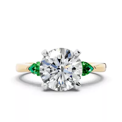 Madison Tsavorite Three-Stone Two-Tone Pear Engagement Ring (0.25 ct. tw.)