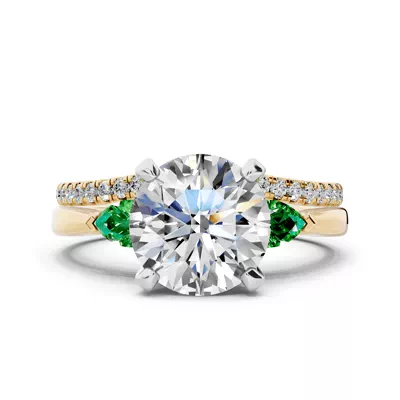 Madison Tsavorite Three-Stone Two-Tone Pear Engagement Ring (0.25 ct. tw.)
