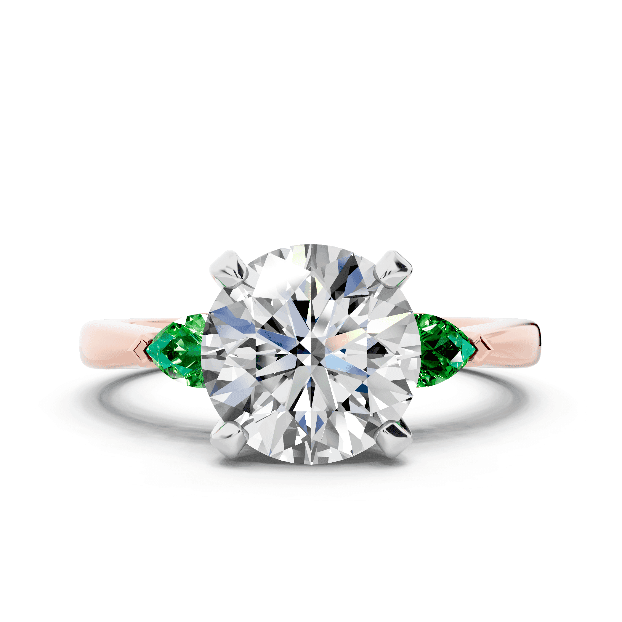 Madison Tsavorite Three-Stone Two-Tone Pear Engagement Ring (0.25 ct. tw.)