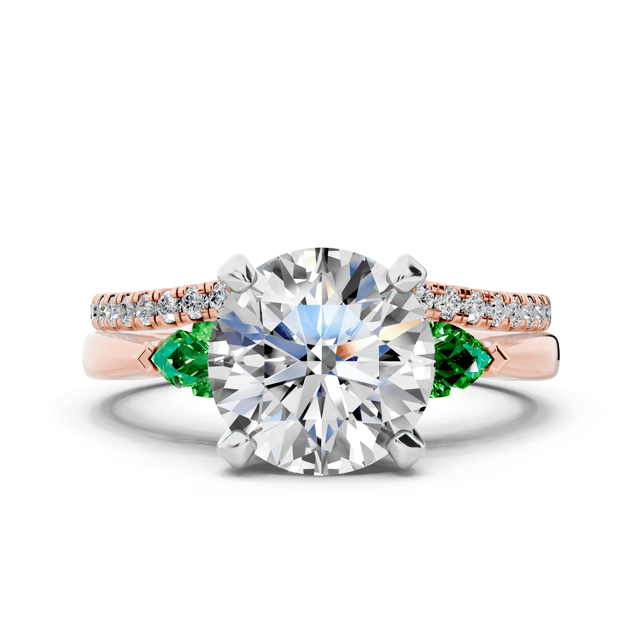 Madison Tsavorite Three-Stone Two-Tone Pear Engagement Ring (0.25 ct. tw.)