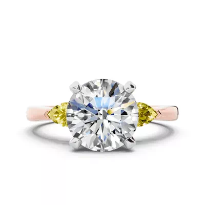 Madison Yellow Sapphire Three-Stone Two-Tone Pear Engagement Ring (0.25 ct. tw.)