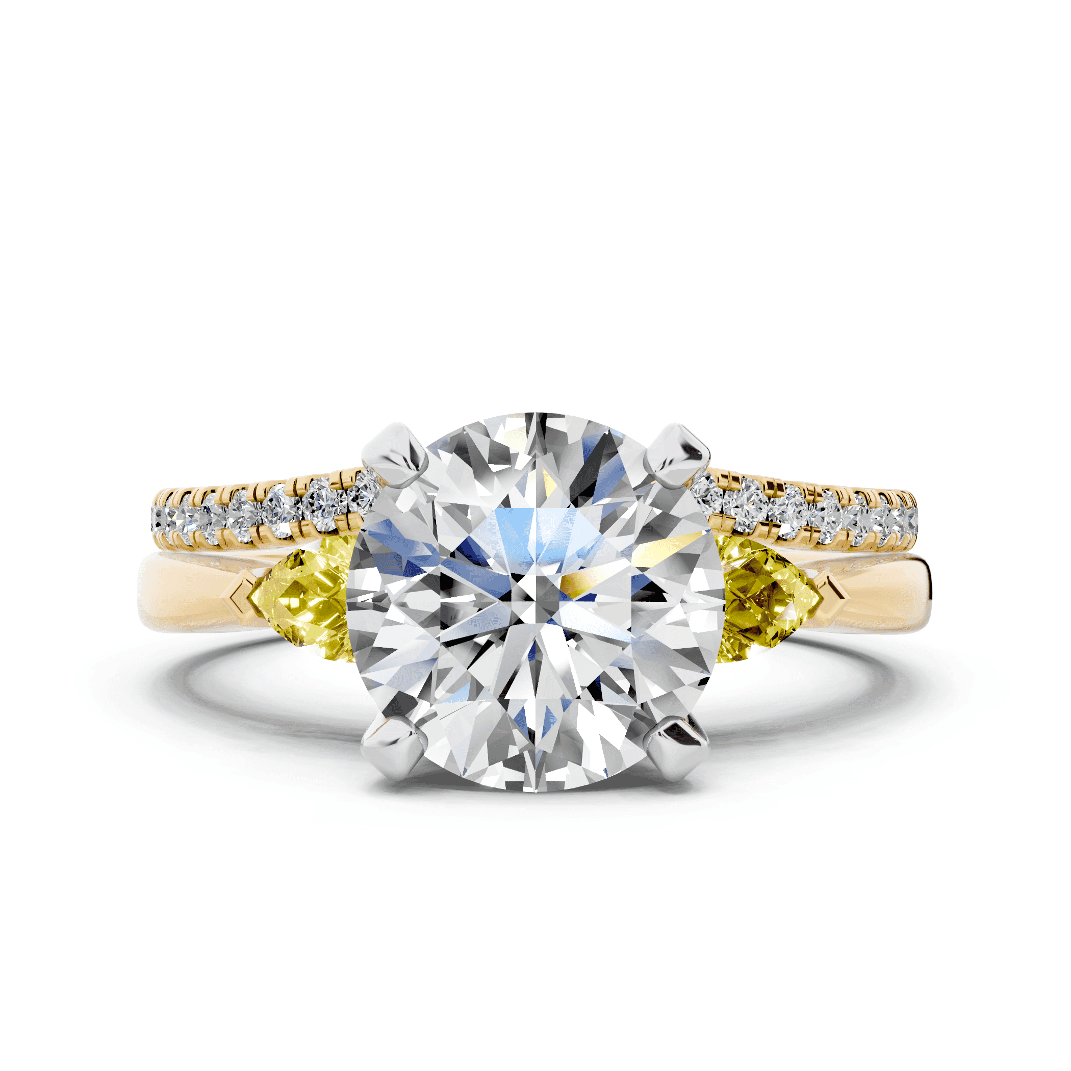 Madison Yellow Sapphire Three-Stone Two-Tone Pear Engagement Ring (0.25 ct. tw.)