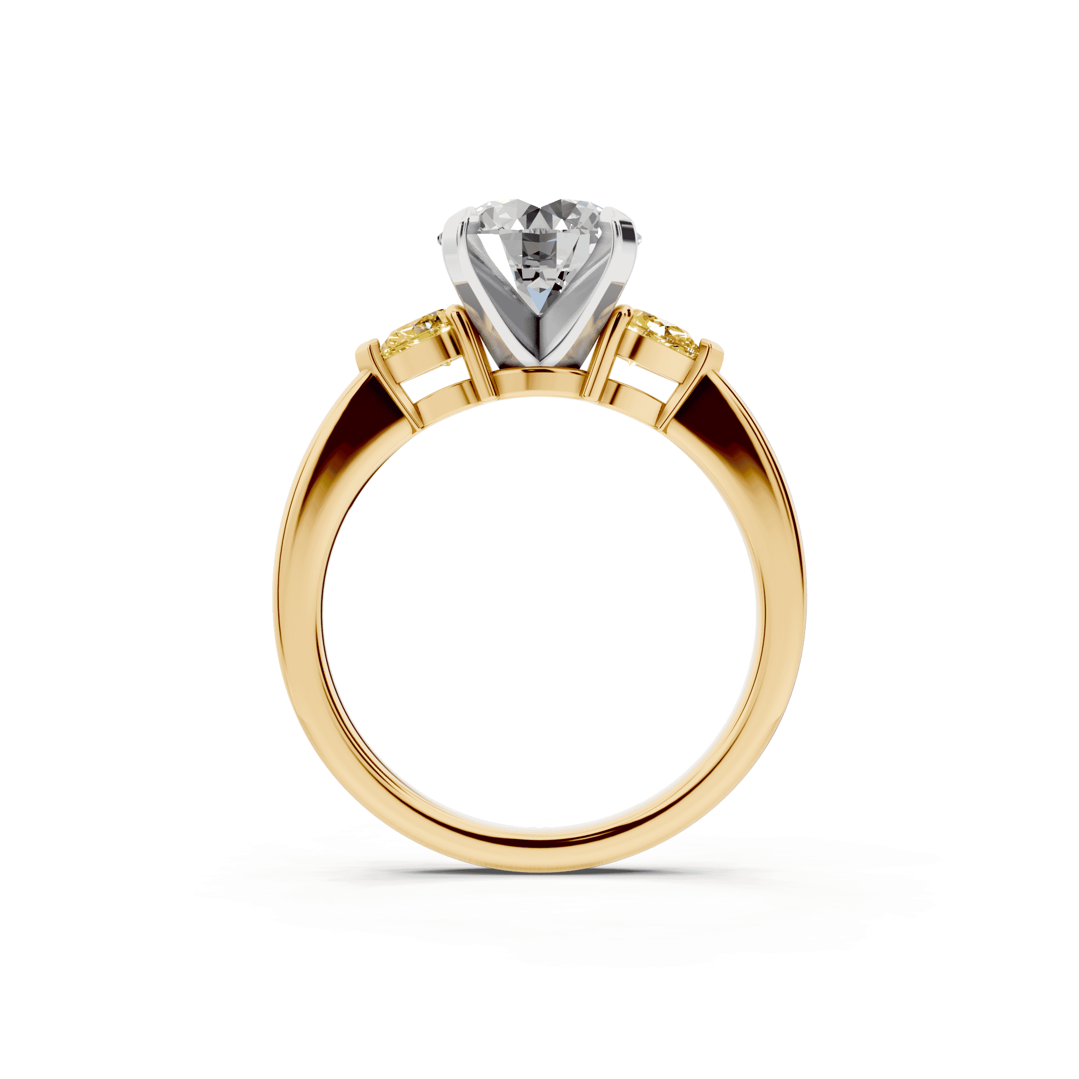 Madison Yellow Sapphire Three-Stone Two-Tone Pear Engagement Ring (0.25 ct. tw.)