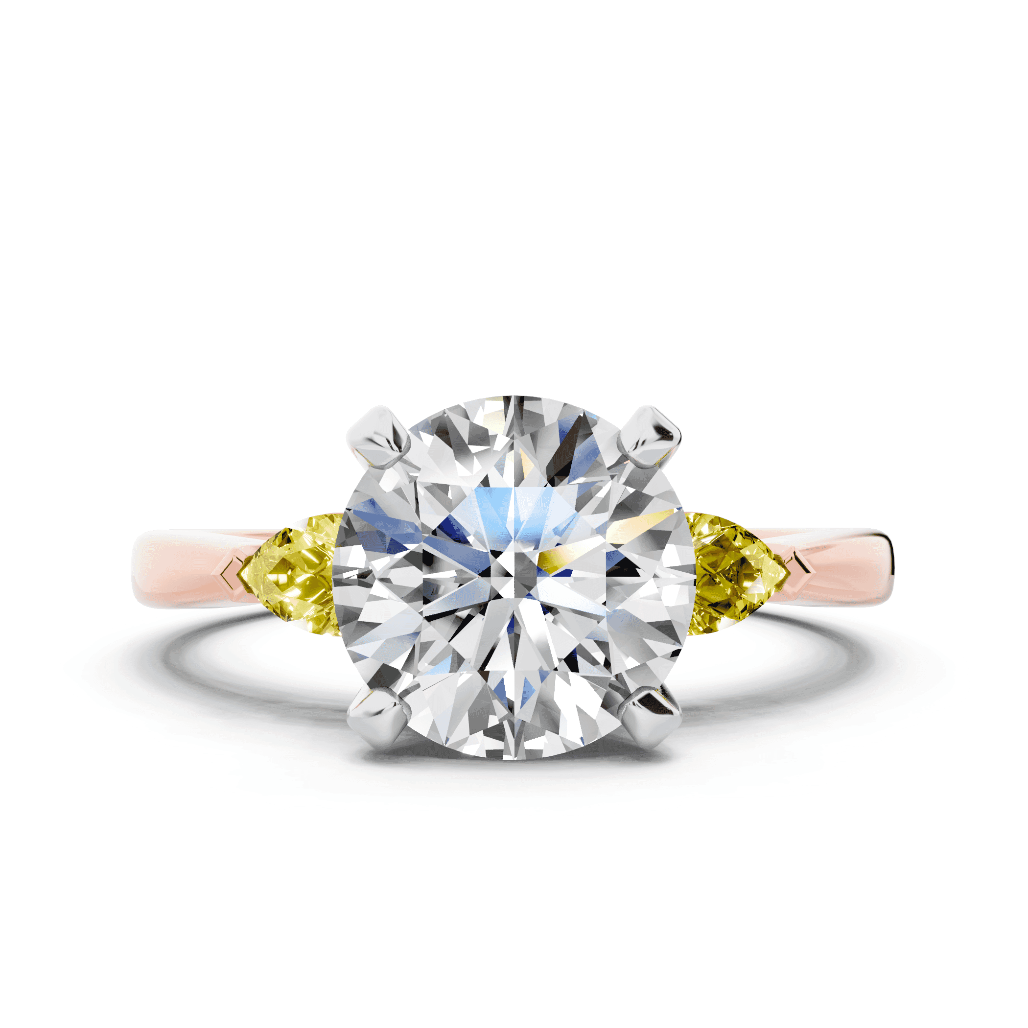 Madison Yellow Sapphire Three-Stone Two-Tone Pear Engagement Ring (0.25 ct. tw.)