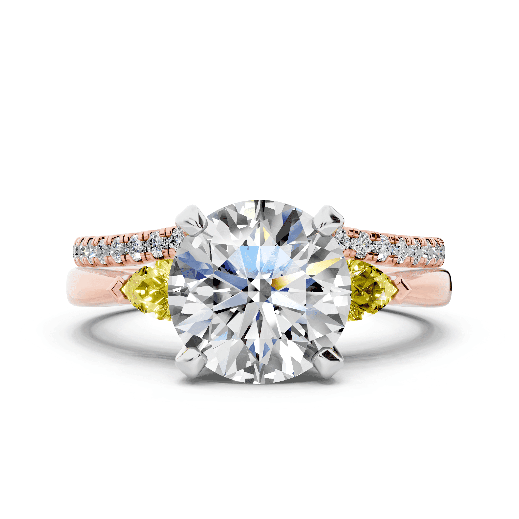 Madison Yellow Sapphire Three-Stone Two-Tone Pear Engagement Ring (0.25 ct. tw.)