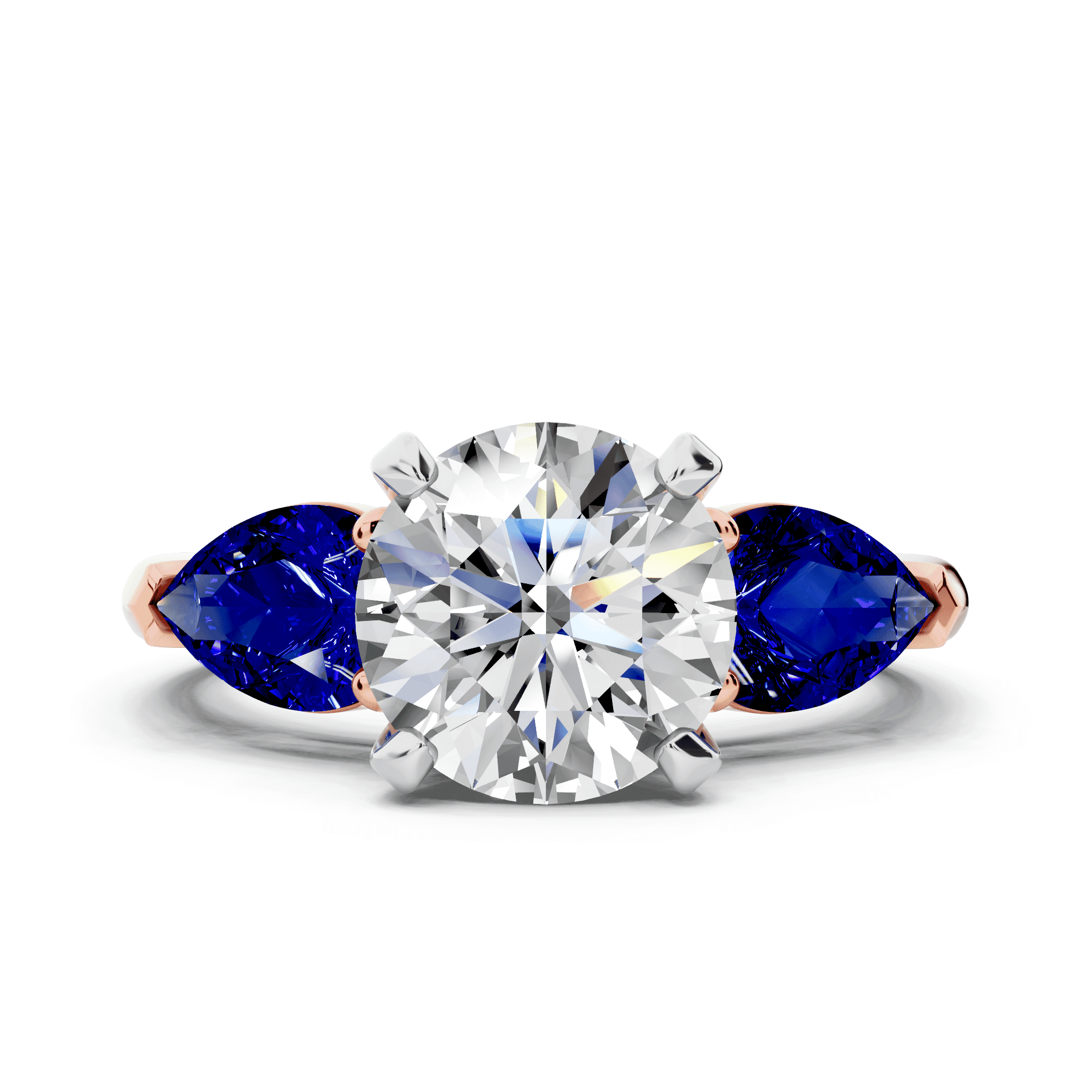 Madison Sapphire Three-Stone Two-Tone Pear Engagement Ring (1 ct. tw.)