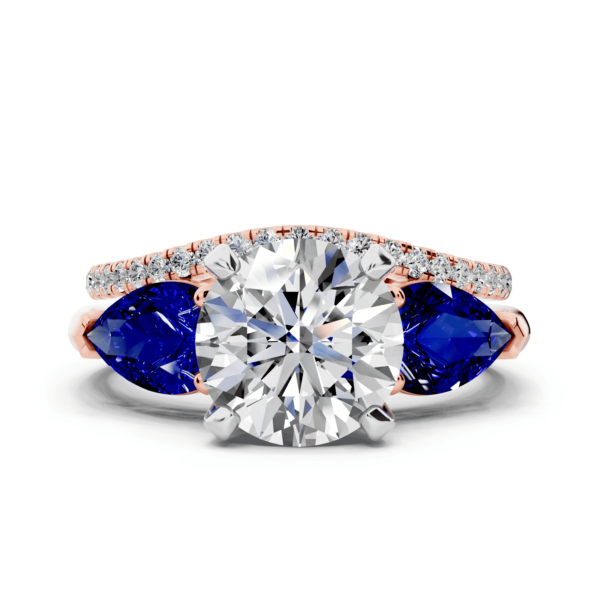 Madison Sapphire Three-Stone Two-Tone Pear Engagement Ring (1 ct. tw.)