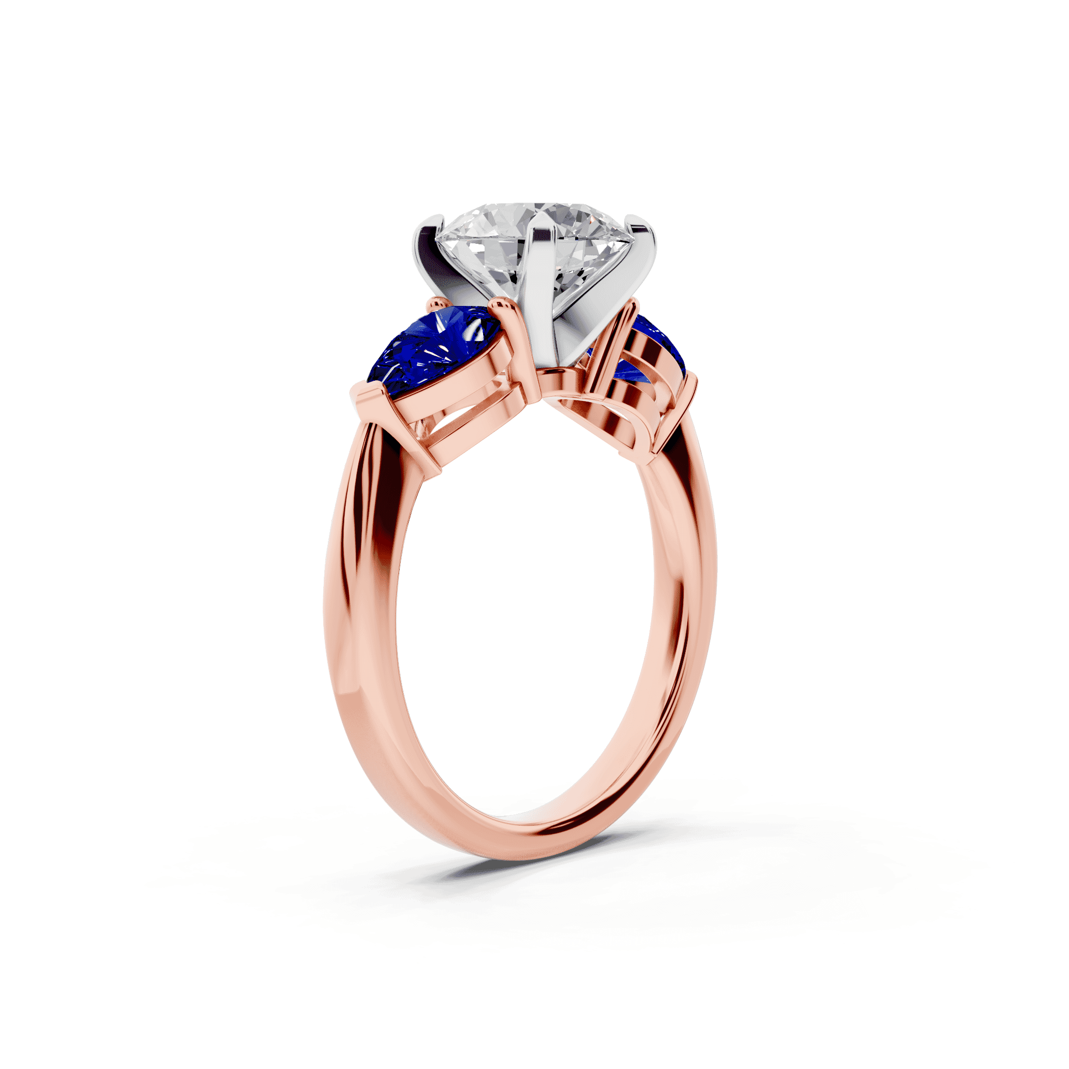 Madison Sapphire Three-Stone Two-Tone Pear Engagement Ring (1 ct. tw.)