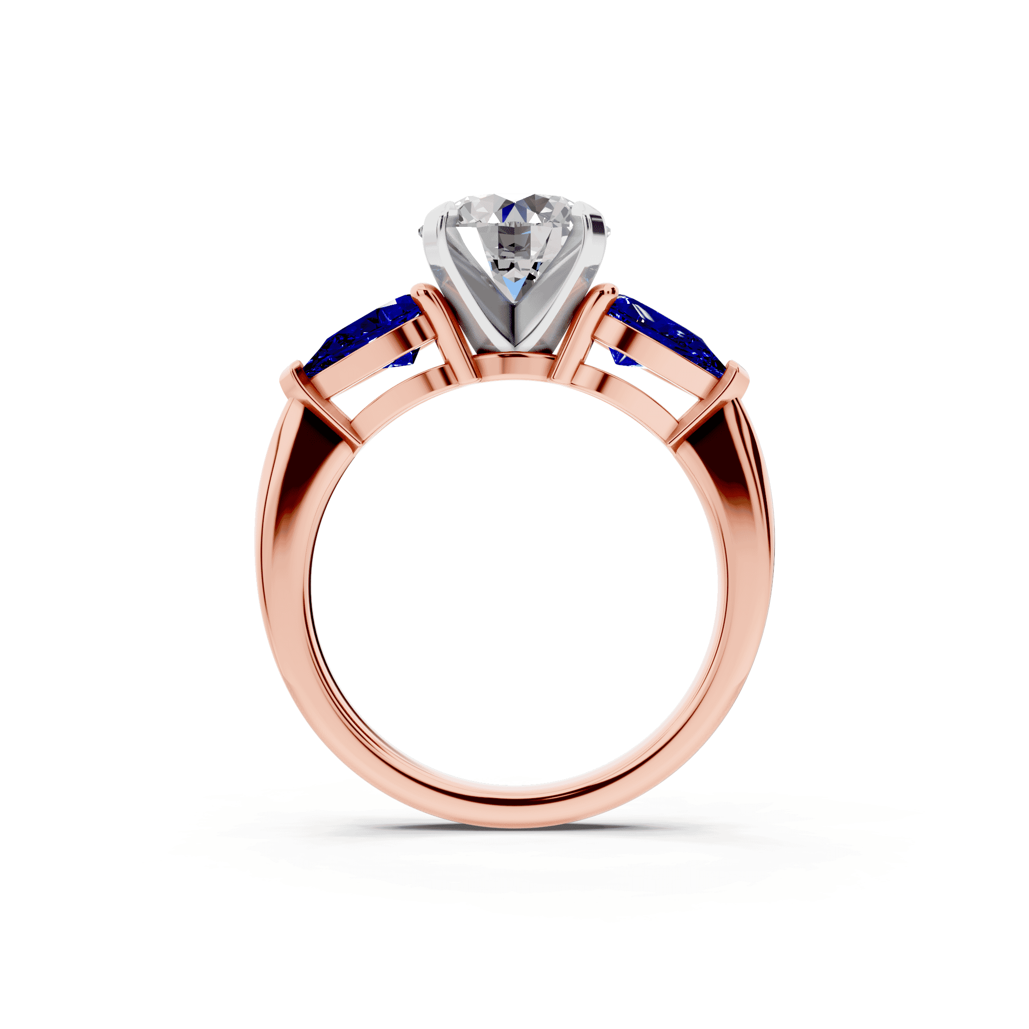 Madison Sapphire Three-Stone Two-Tone Pear Engagement Ring (1 ct. tw.)