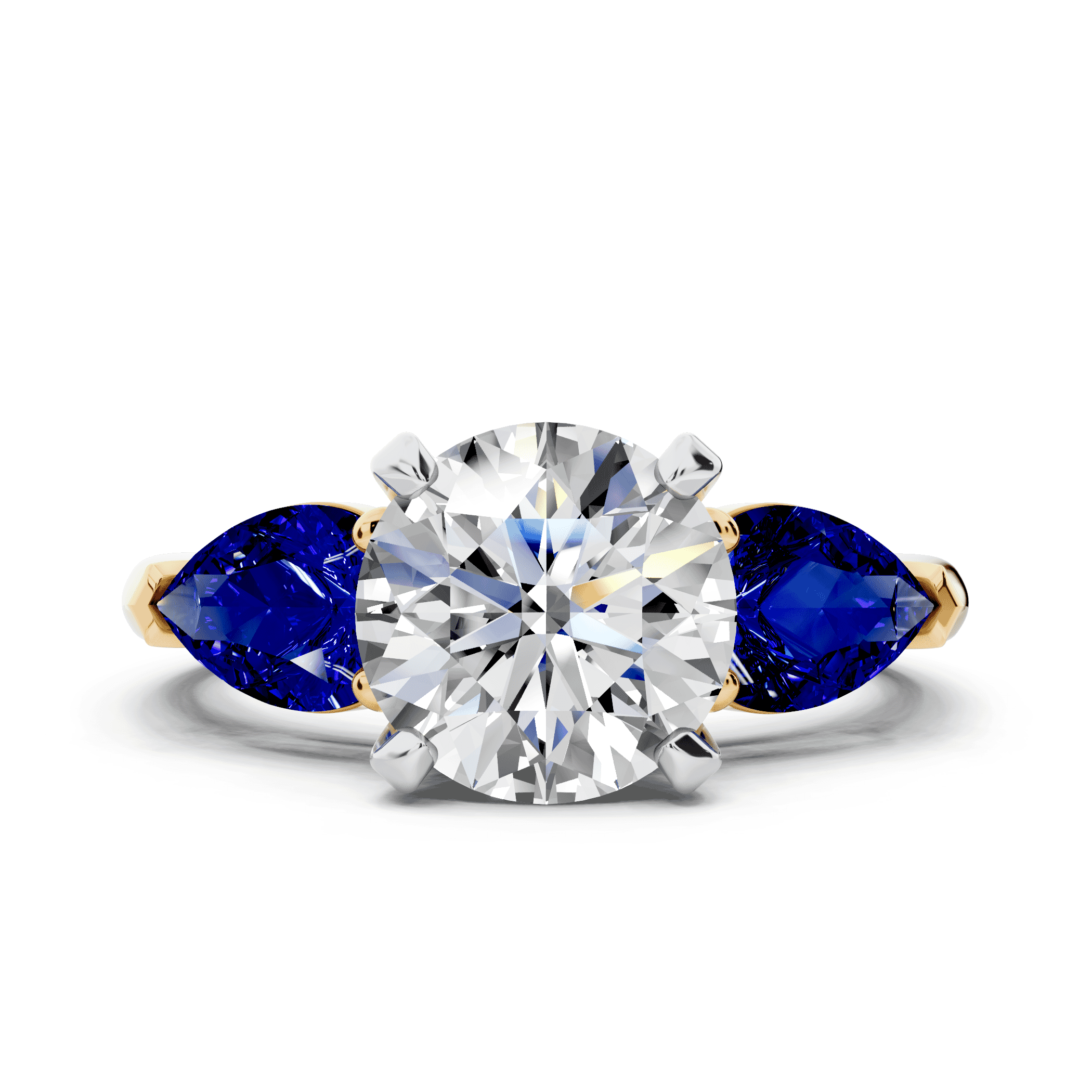 Madison Sapphire Three-Stone Two-Tone Pear Engagement Ring (1 ct. tw.)