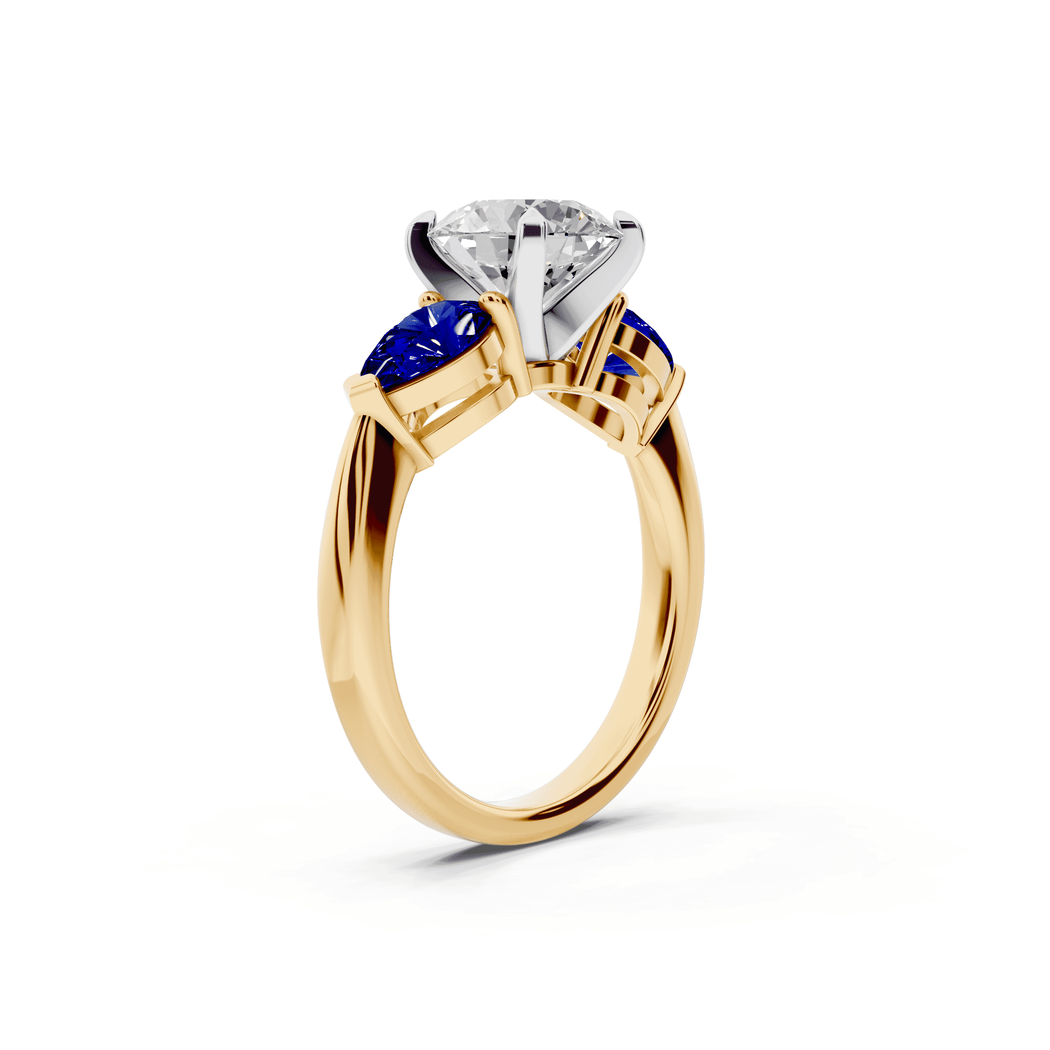 Madison Sapphire Three-Stone Two-Tone Pear Engagement Ring (1 ct. tw.)