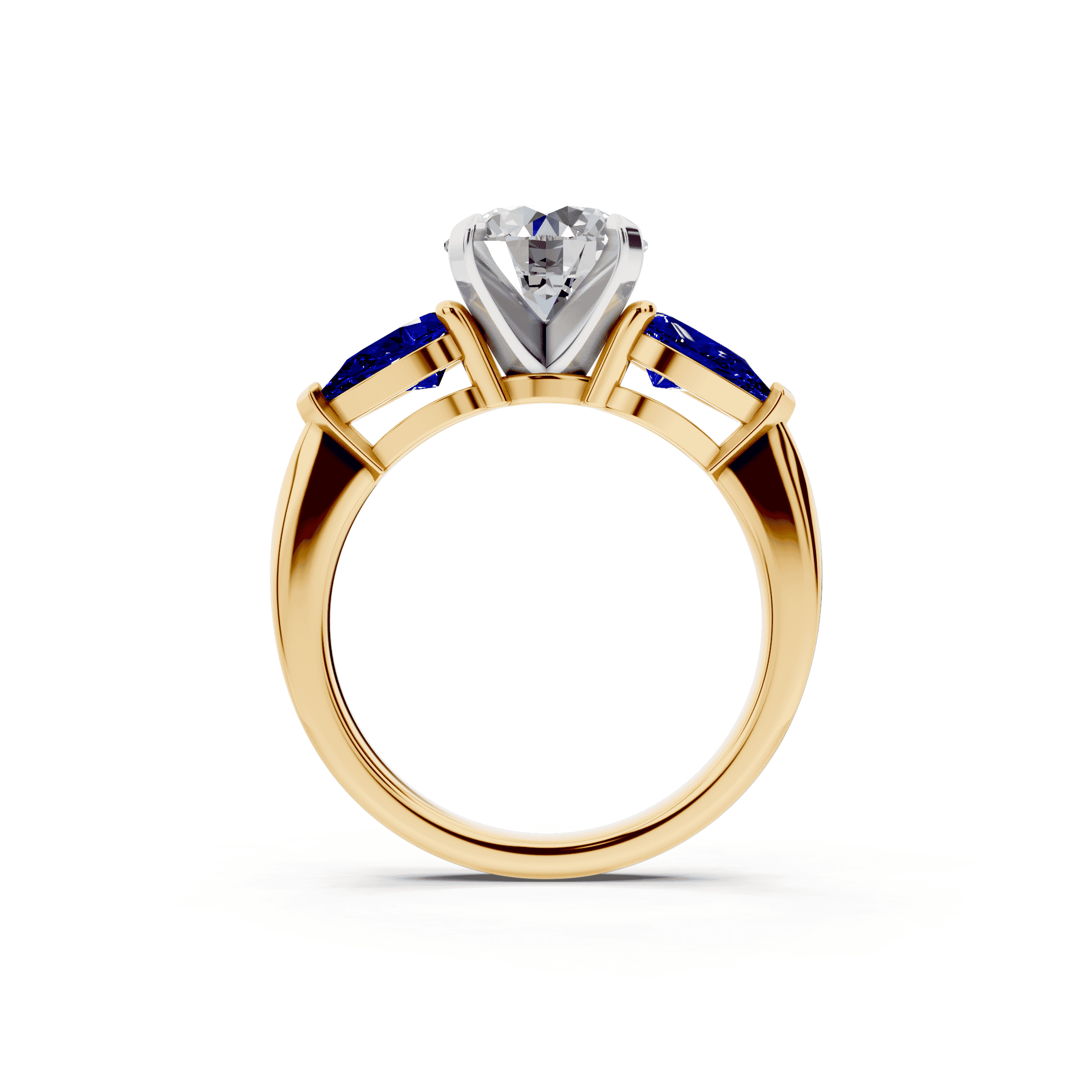 Madison Sapphire Three-Stone Two-Tone Pear Engagement Ring (1 ct. tw.)