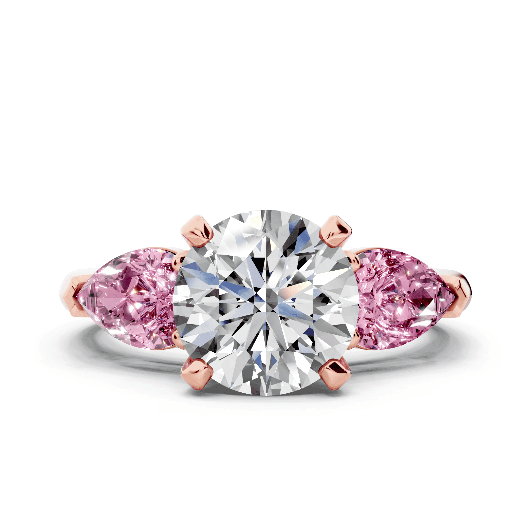 Madison Pink Sapphire Three-Stone Pear Engagement Ring (1 ct. tw.)