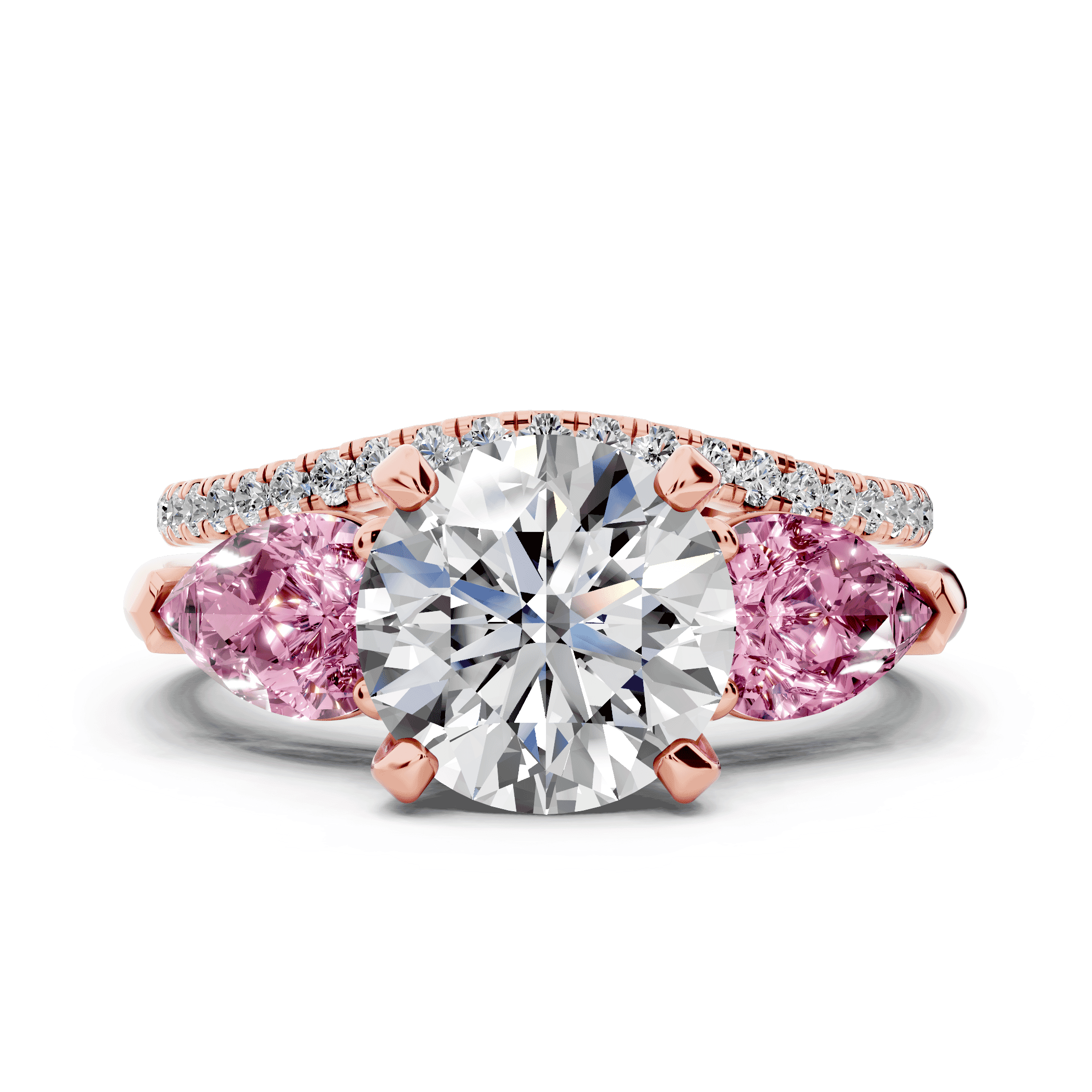 Madison Pink Sapphire Three-Stone Pear Engagement Ring (1 ct. tw.)