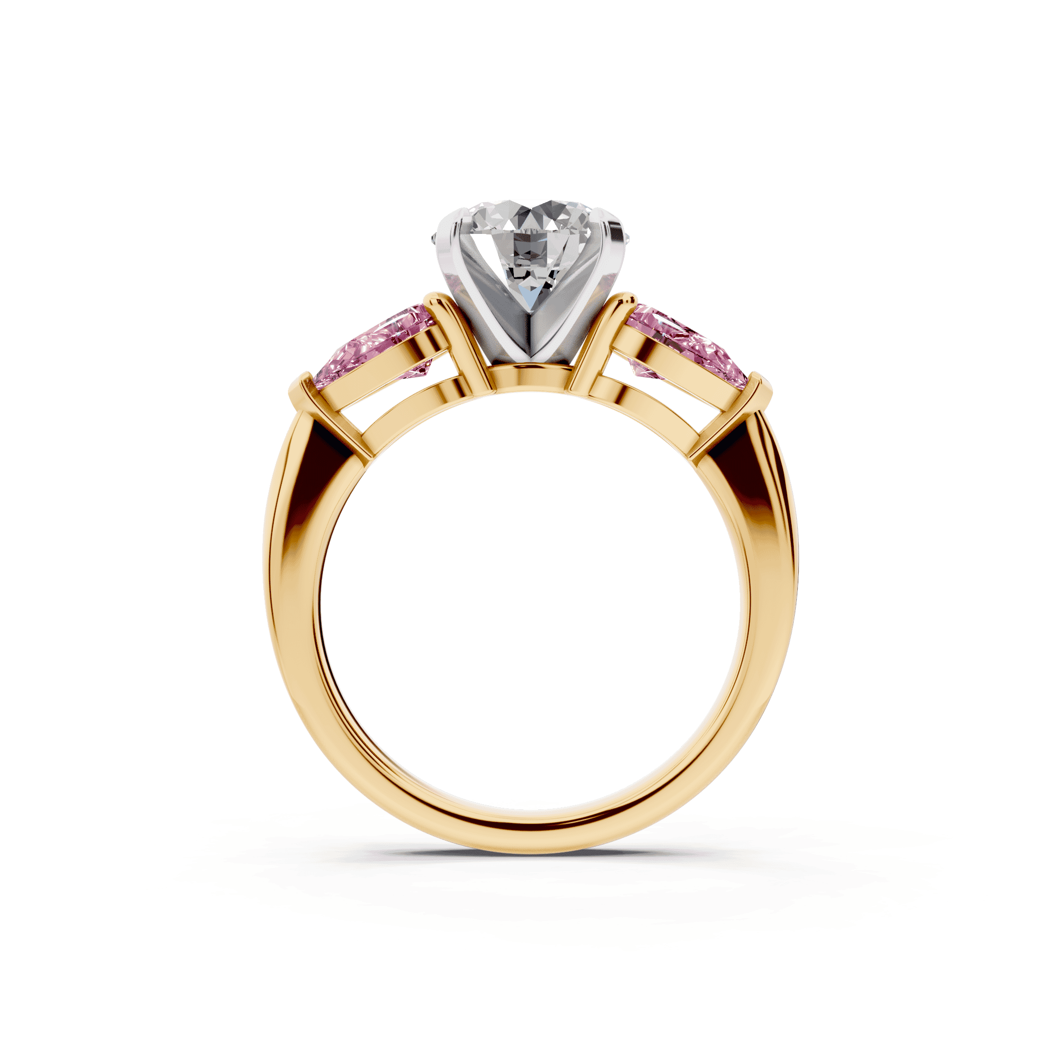 Madison Pink Sapphire Three-Stone Two-Tone Pear Engagement Ring (1 ct. tw.)