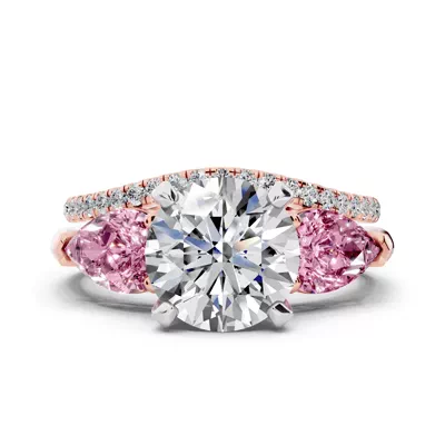 Madison Pink Sapphire Three-Stone Two-Tone Pear Engagement Ring (1 ct. tw.)
