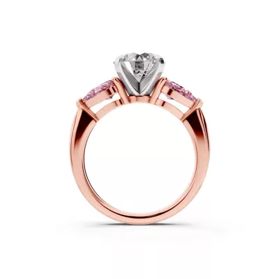 Madison Pink Sapphire Three-Stone Two-Tone Pear Engagement Ring (1 ct. tw.)