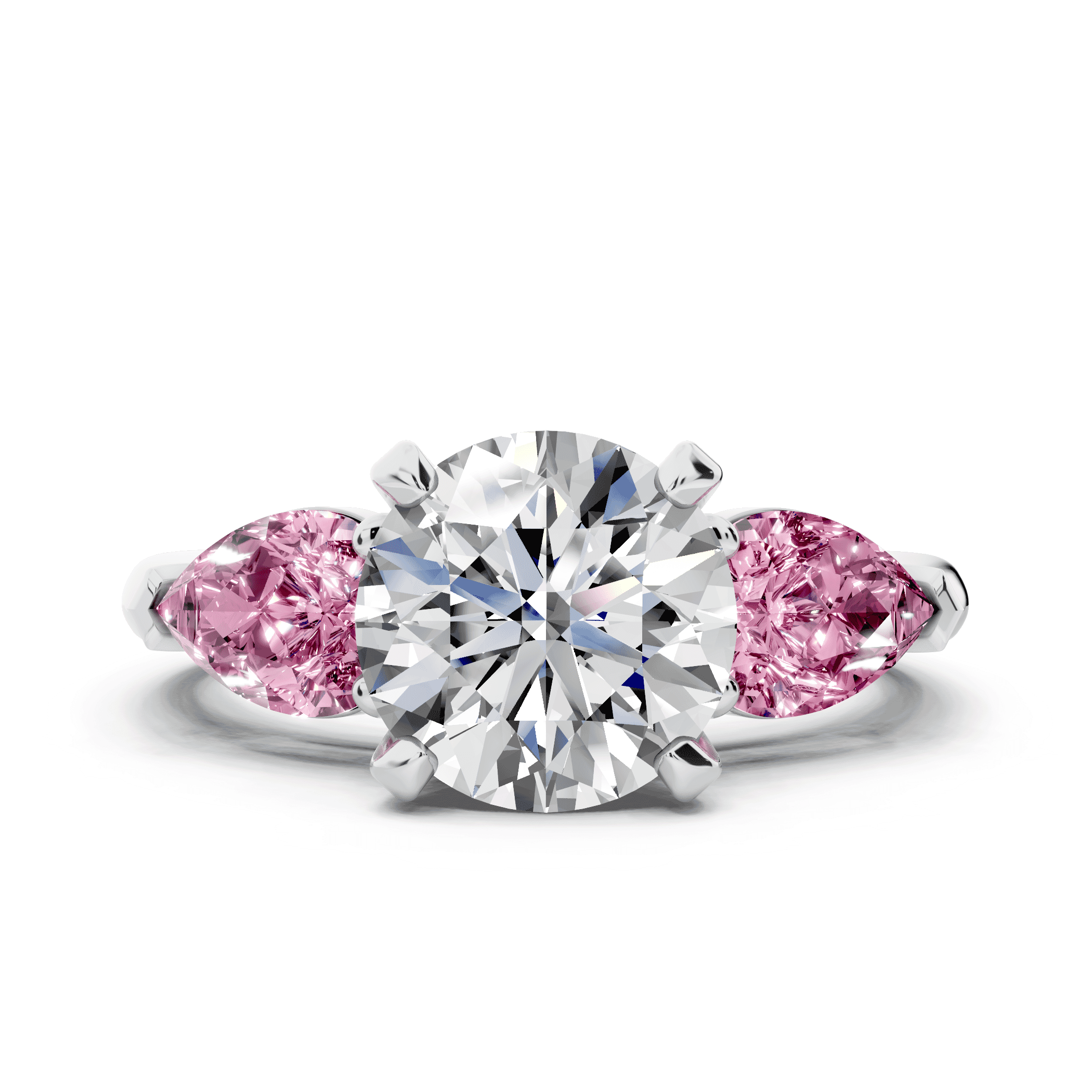 Madison Pink Sapphire Three-Stone Pear Engagement Ring (1 ct. tw.)
