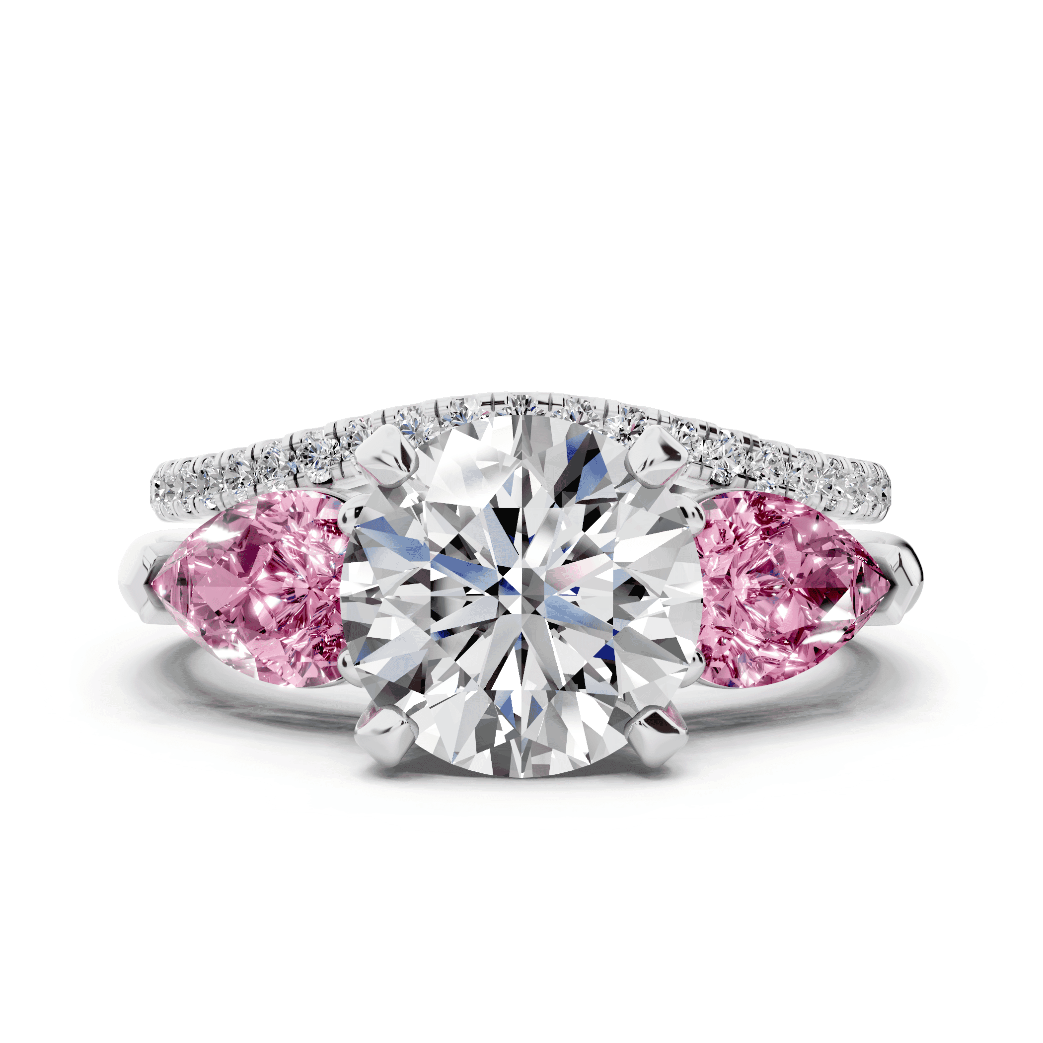 Madison Pink Sapphire Three-Stone Pear Engagement Ring (1 ct. tw.)