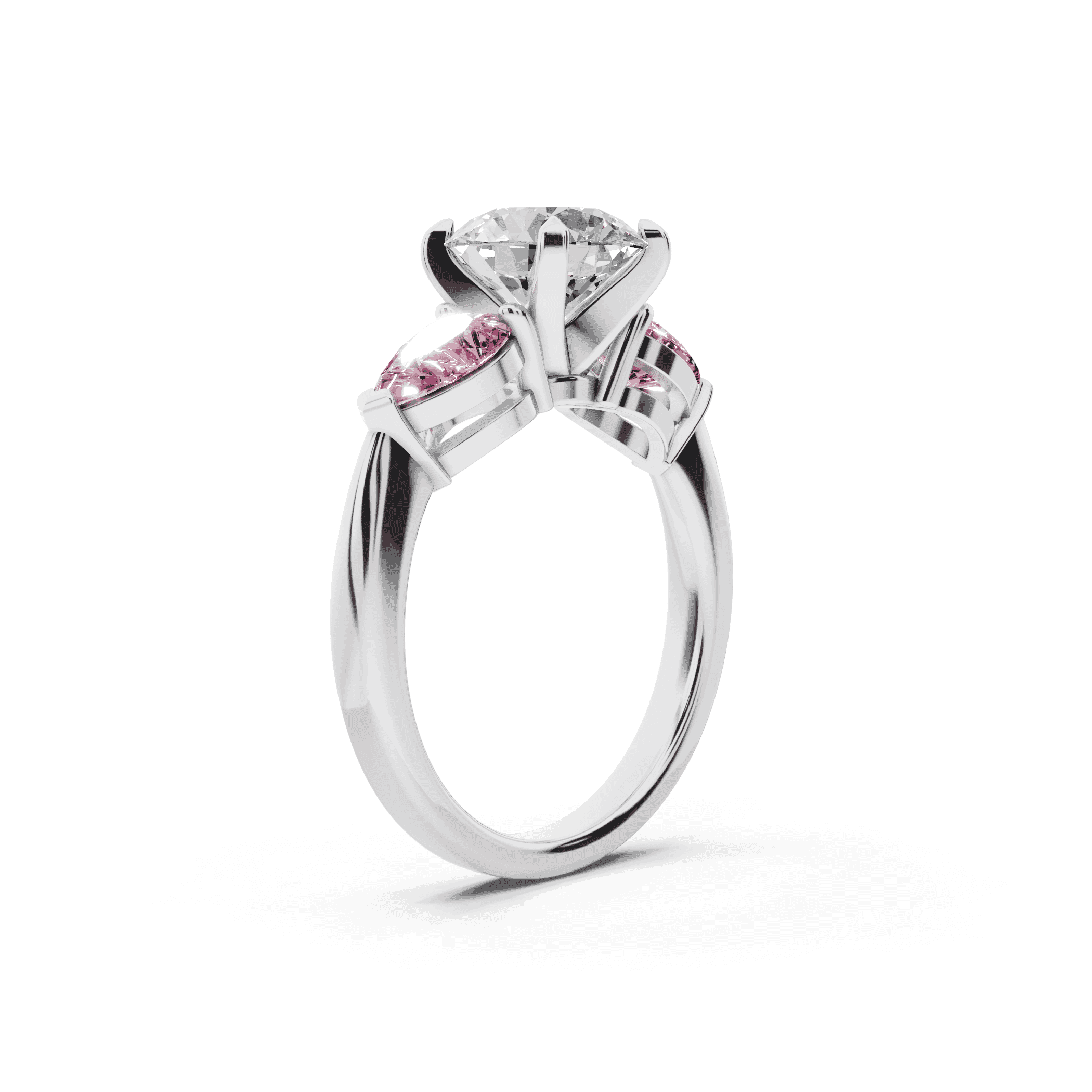 Madison Pink Sapphire Three-Stone Pear Engagement Ring (1 ct. tw.)