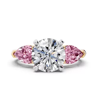 Madison Pink Sapphire Three-Stone Two-Tone Pear Engagement Ring (1 ct. tw.)