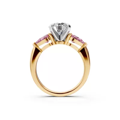 Madison Pink Sapphire Three-Stone Two-Tone Pear Engagement Ring (1 ct. tw.)