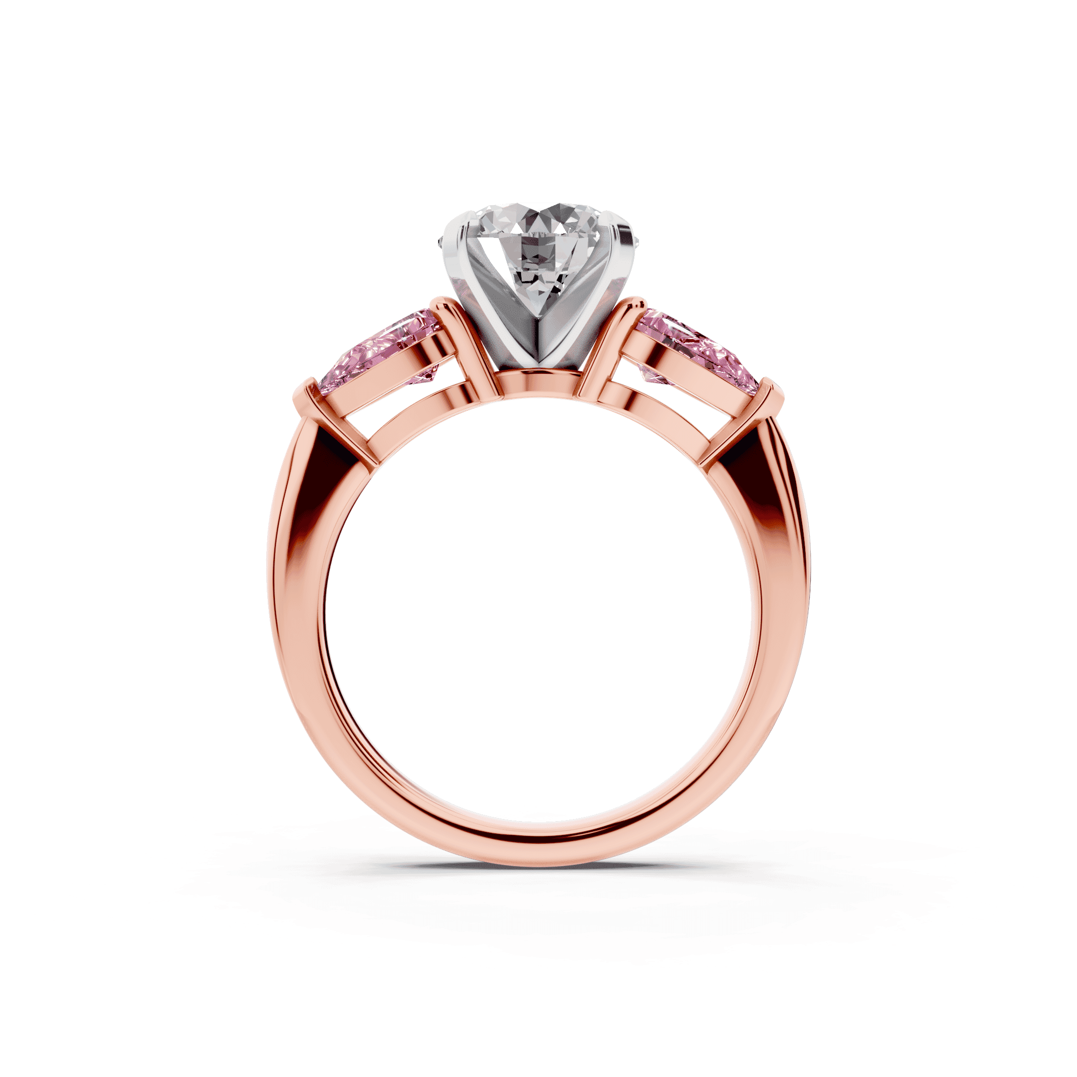 Madison Pink Sapphire Three-Stone Two-Tone Pear Engagement Ring (1 ct. tw.)