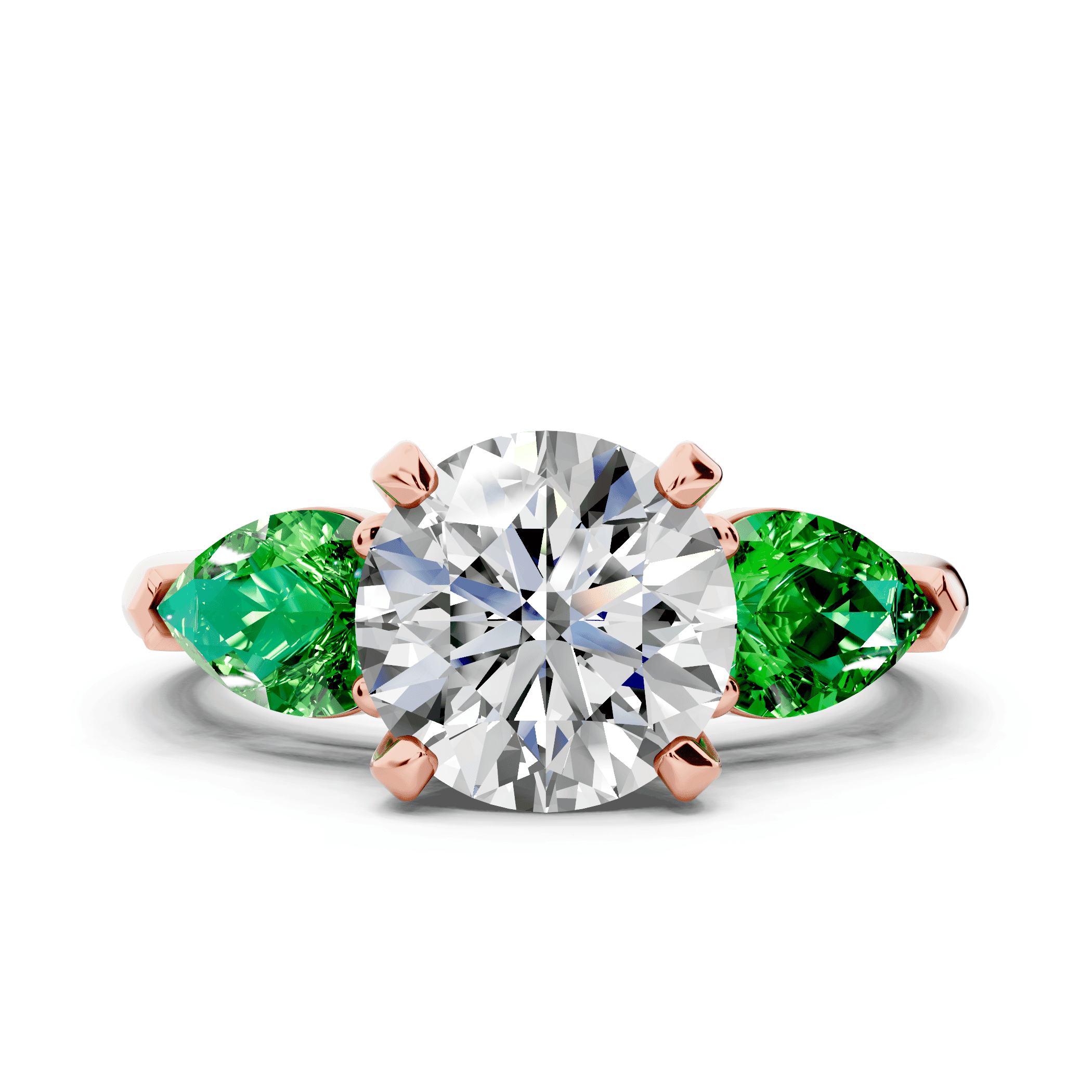 Madison Tsavorite Three-Stone Pear Engagement Ring (1 ct. tw.)