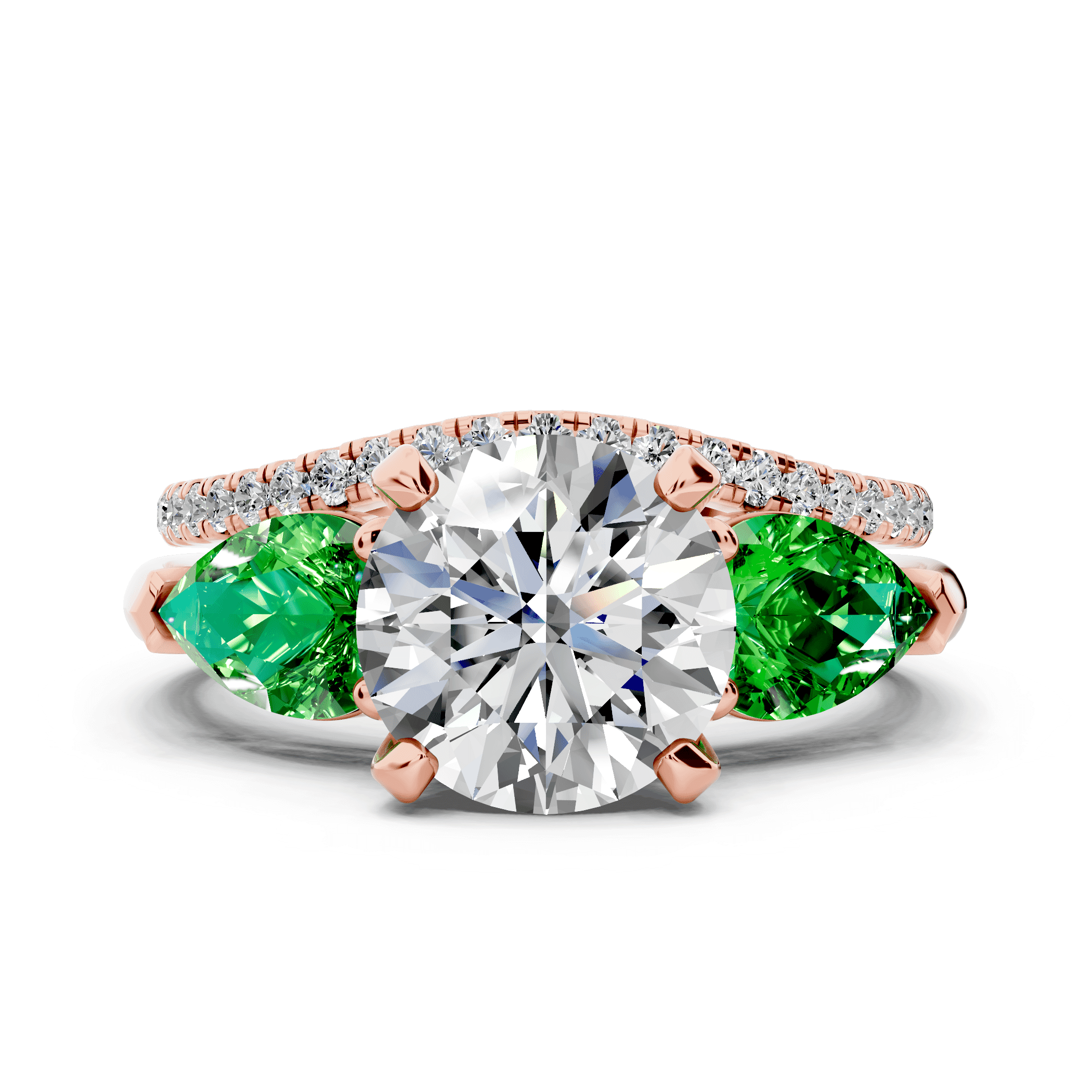 Madison Tsavorite Three-Stone Pear Engagement Ring (1 ct. tw.)