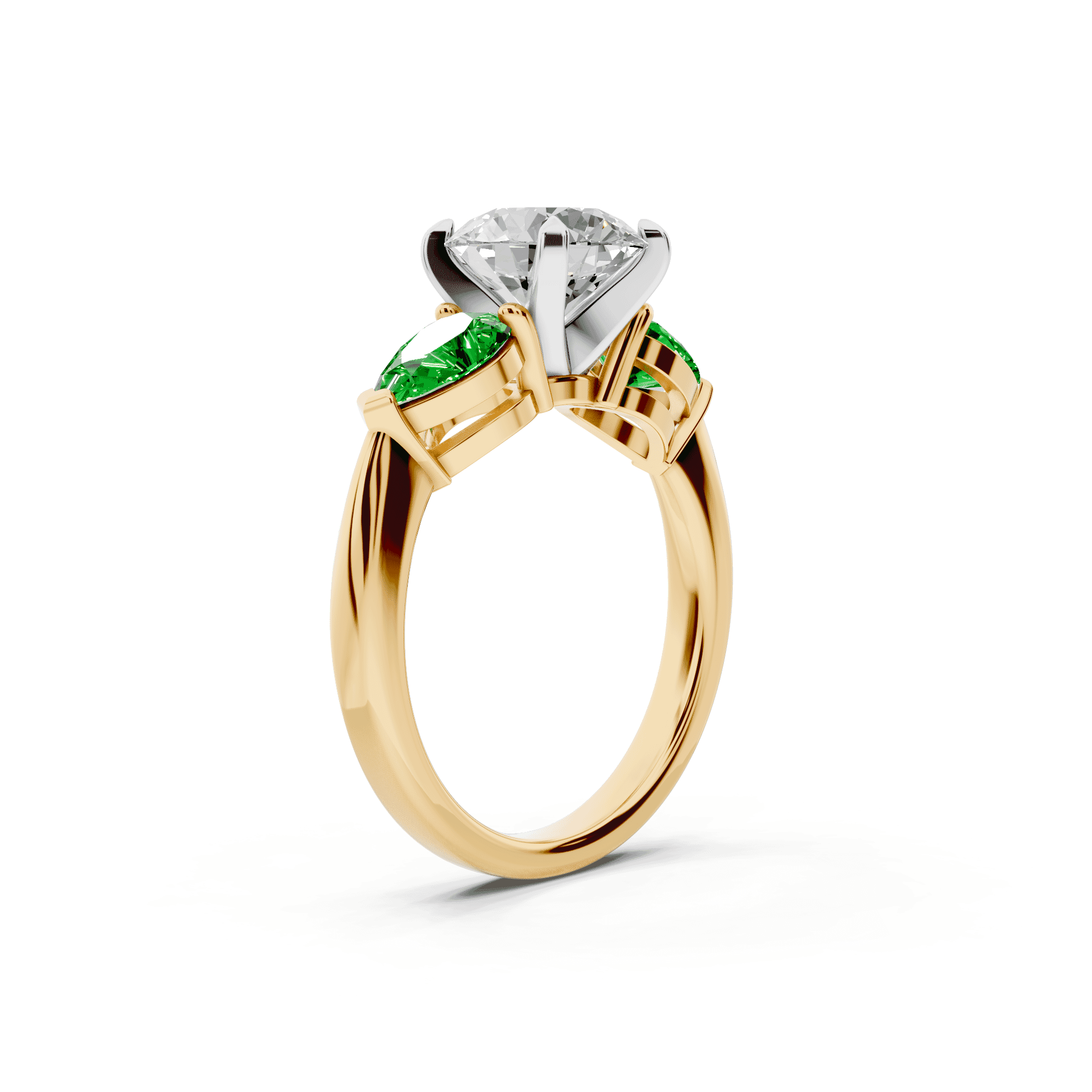 Madison Tsavorite Three-Stone Two-Tone Pear Engagement Ring (1 ct. tw.)