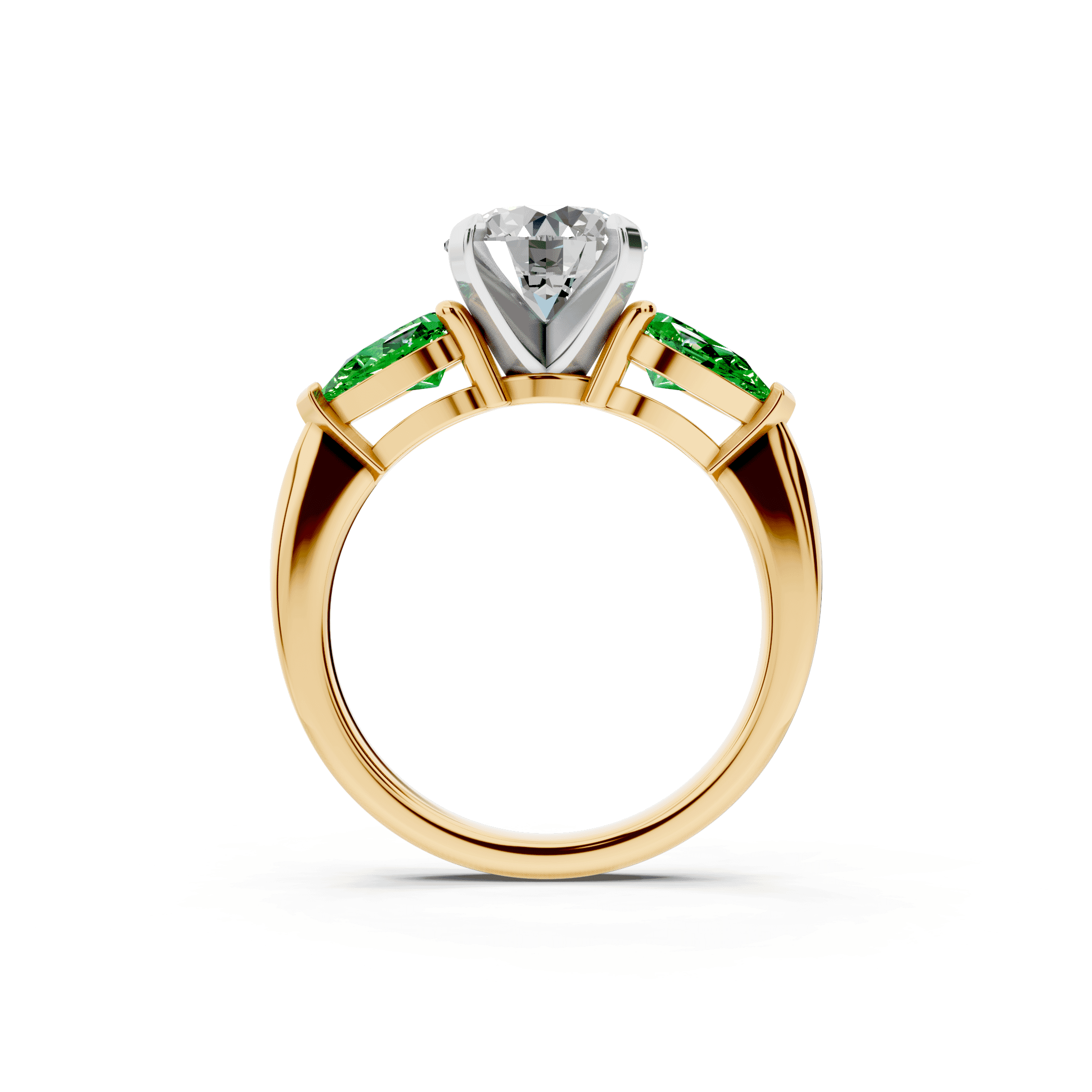 Madison Tsavorite Three-Stone Two-Tone Pear Engagement Ring (1 ct. tw.)