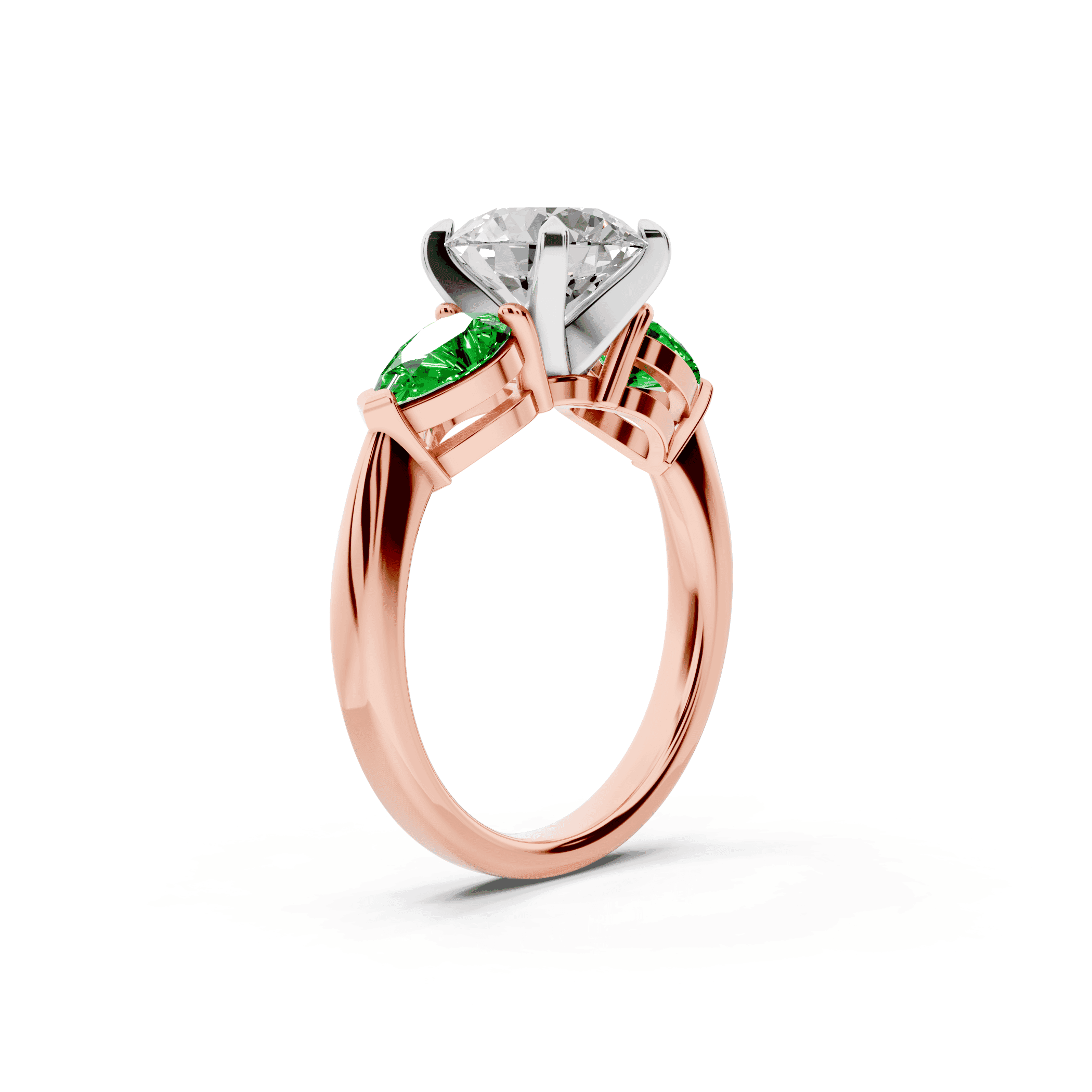 Madison Tsavorite Three-Stone Two-Tone Pear Engagement Ring (1 ct. tw.)