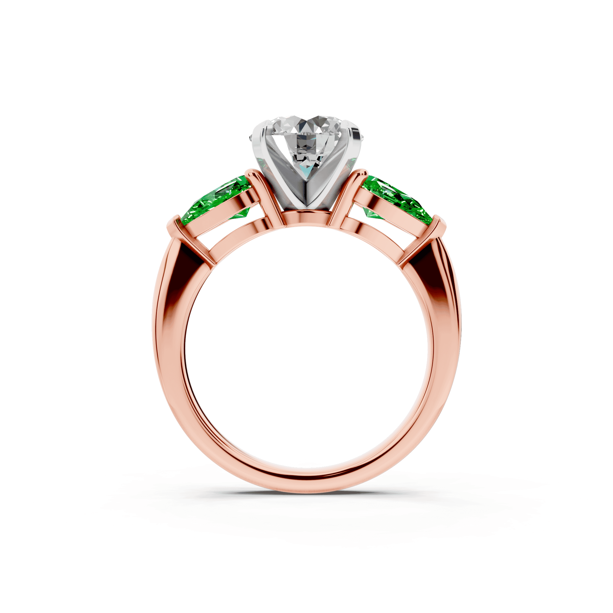 Madison Tsavorite Three-Stone Two-Tone Pear Engagement Ring (1 ct. tw.)