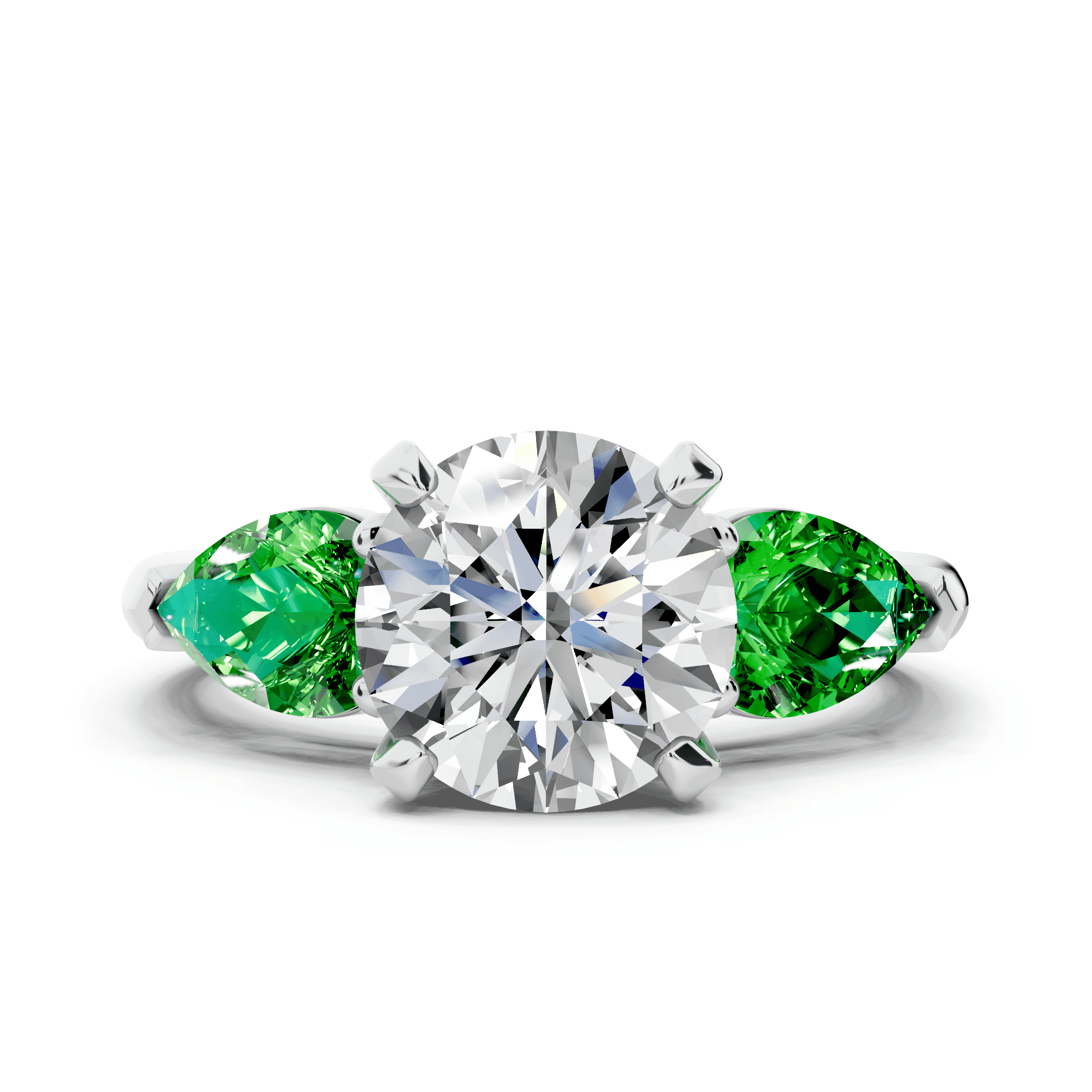 Madison Tsavorite Three-Stone Pear Engagement Ring (1 ct. tw.)