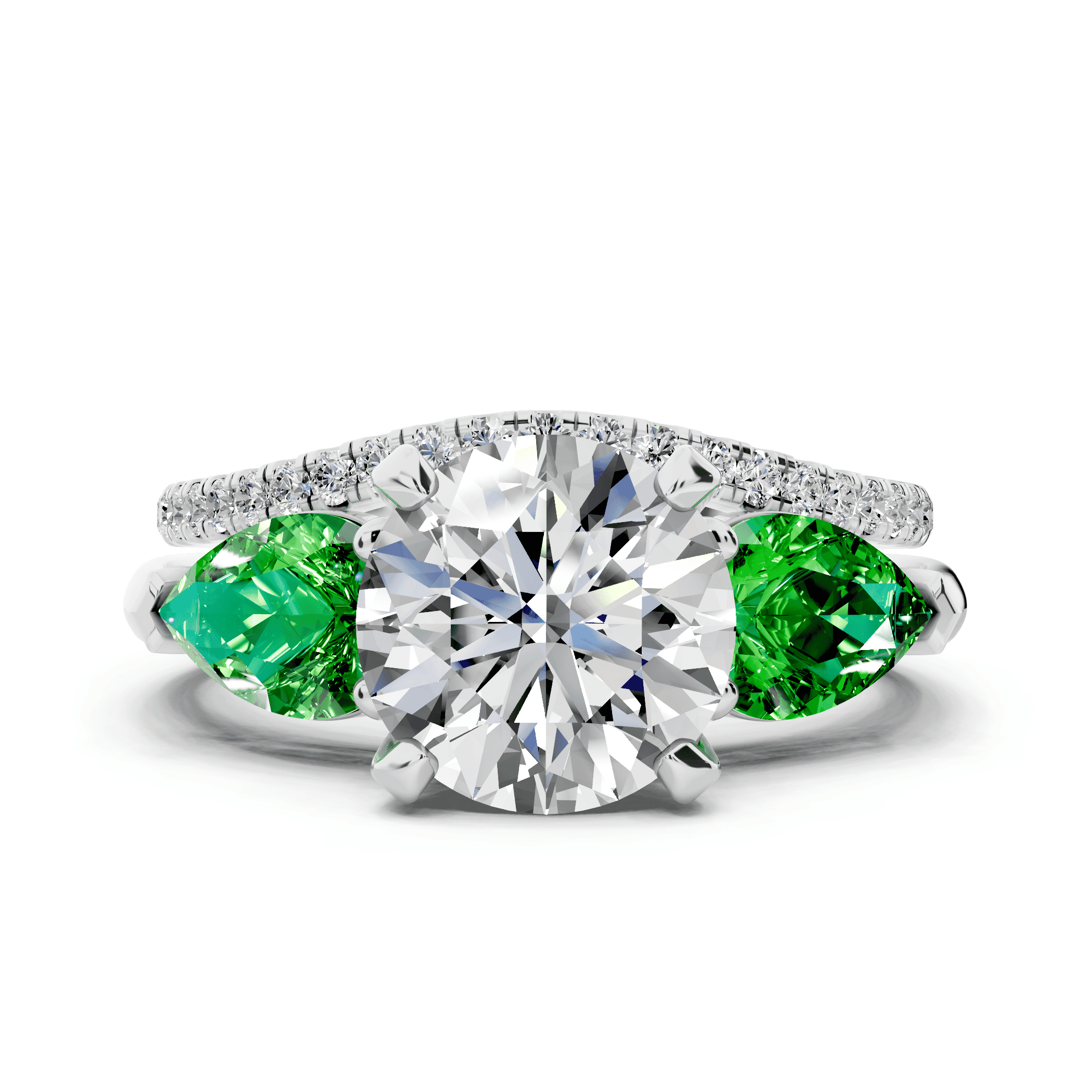 Madison Tsavorite Three-Stone Pear Engagement Ring (1 ct. tw.)