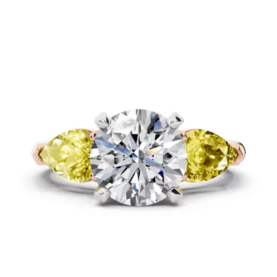 Madison Yellow Sapphire Three-Stone Two-Tone Pear Engagement Ring (1 ct. tw.)