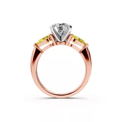 Madison Yellow Sapphire Three-Stone Two-Tone Pear Engagement Ring (1 ct. tw.)