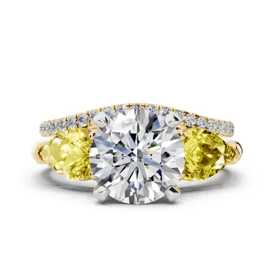 Madison Yellow Sapphire Three-Stone Two-Tone Pear Engagement Ring (1 ct. tw.)