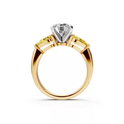 Madison Yellow Sapphire Three-Stone Two-Tone Pear Engagement Ring (1 ct. tw.)