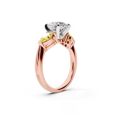 Madison Yellow Sapphire Three-Stone Two-Tone Pear Engagement Ring (1 ct. tw.)