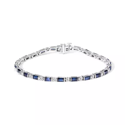Blue Sapphire and Diamond Tennis Bracelet