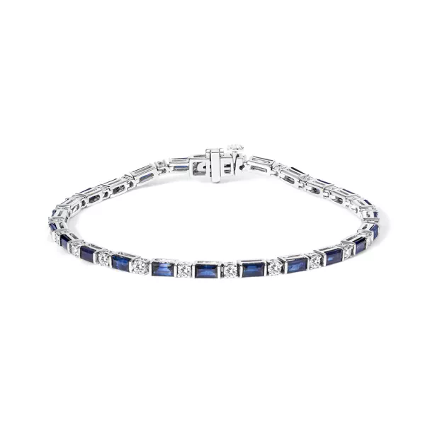 Blue Sapphire and Diamond Tennis Bracelet