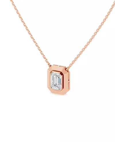 Faceted Bezel Emerald Lab Diamond Necklace (3.10 ct.)