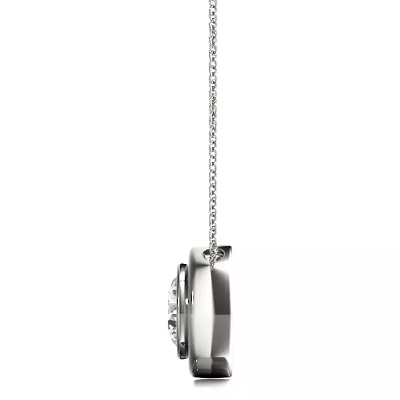14K White Gold Round Lab Diamond Solitaire Fluted Bezel Pendant (1/2 ct. tw.)