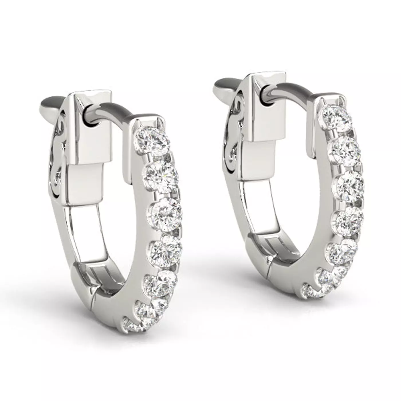 Pavé Huggie Arc 14K White Gold Engagement Ring