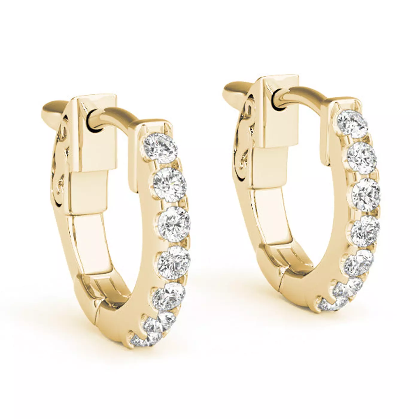 Pavé Huggie Arc 14K Yellow Gold Engagement Ring