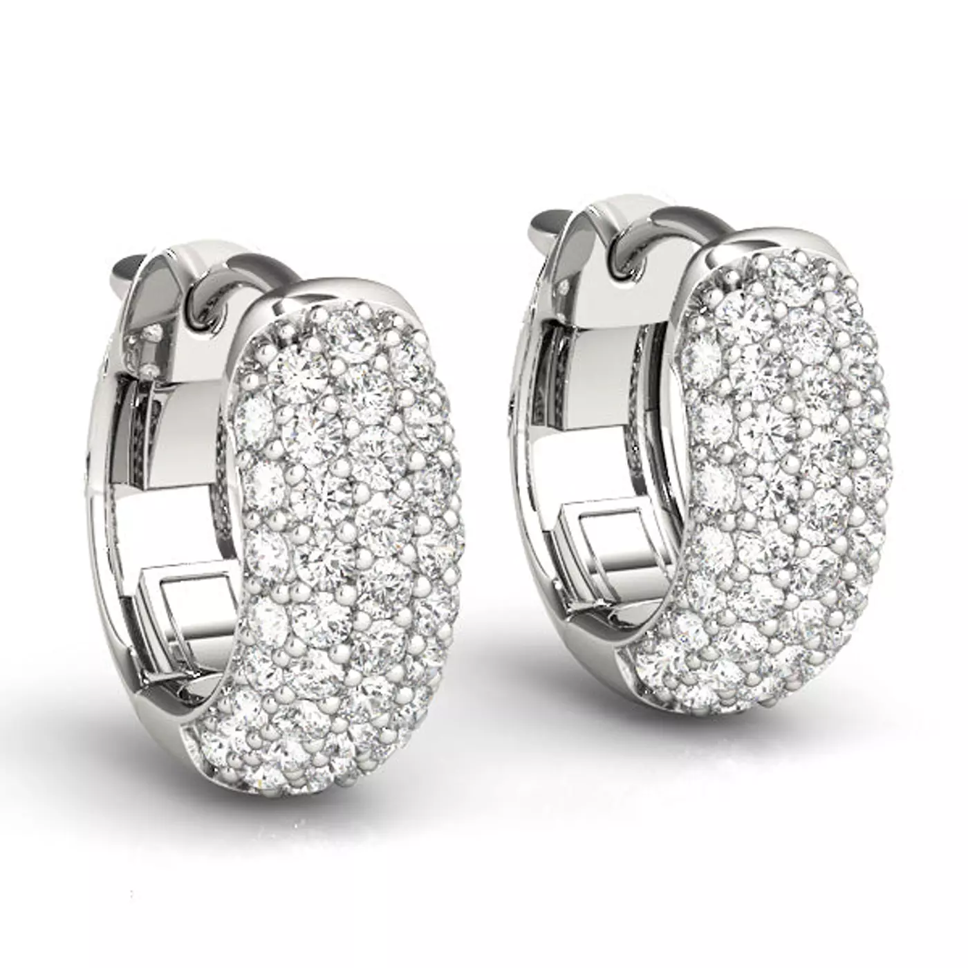Five-Row Pavé Huggie 14K White Gold Engagement Ring