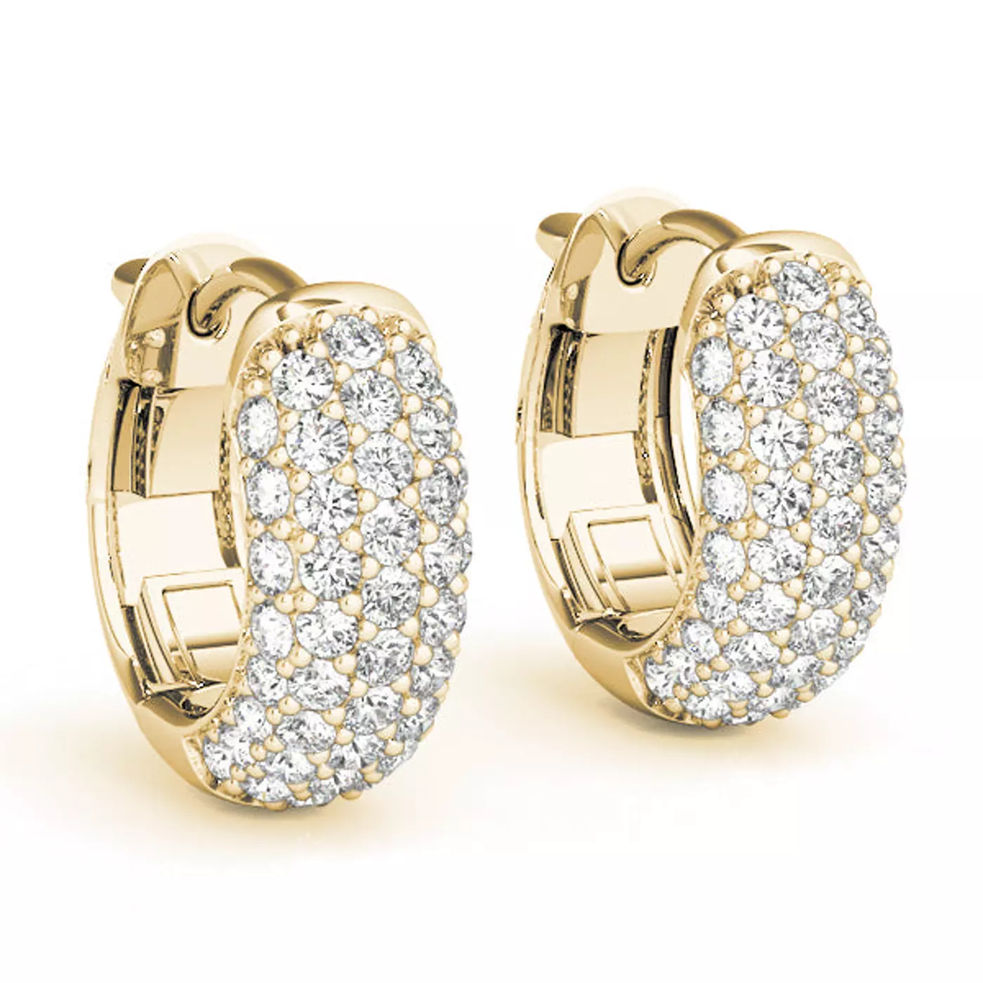 Five-Row Pavé Huggie 14K Yellow Gold Engagement Ring
